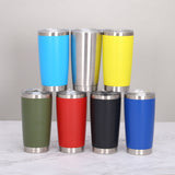 20 Oz Double Wall Insulated Stainless Steel Tumblers -Powder Coated, Multi Color