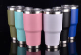 30 Oz Double Wall Insulated Stainless Steel Tumblers -Powder Coated, Multi Color