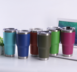 30 Oz Double Wall Insulated Stainless Steel Tumblers -Powder Coated, Multi Color