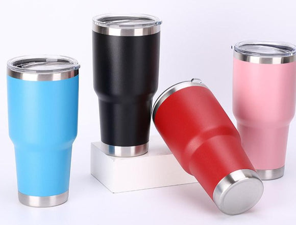 30 Oz Double Wall Insulated Stainless Steel Tumblers -Powder Coated, Multi Color